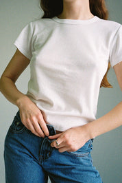 LA Relaxed White Pointelle Baby Tee