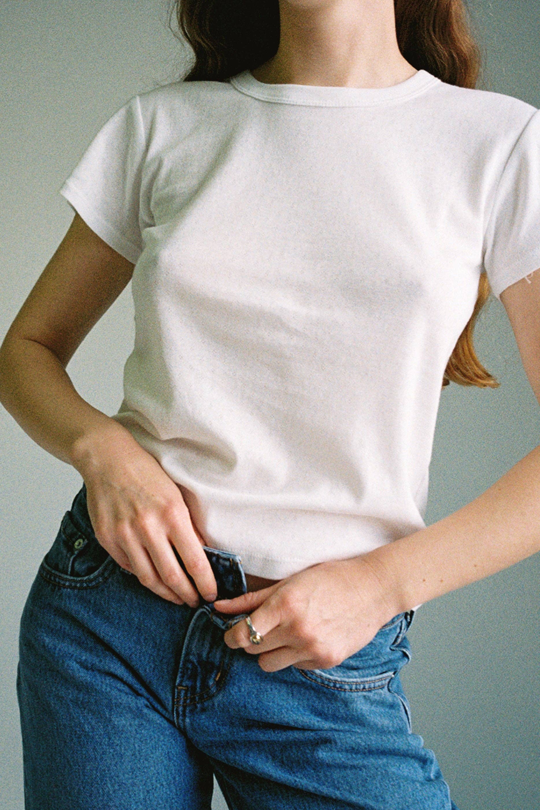 LA Relaxed White Pointelle Baby Tee