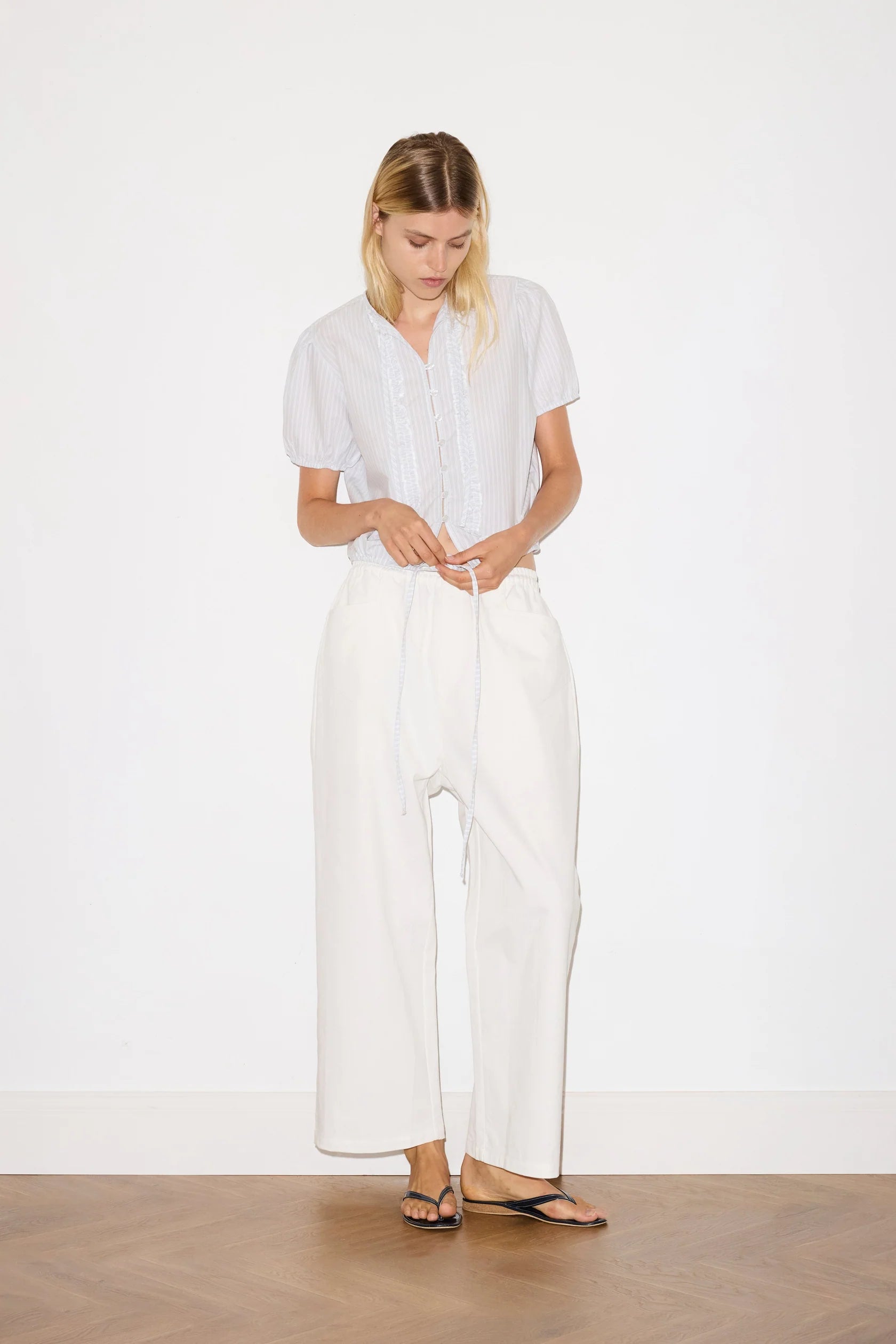 Deiji Studios White Square Pocket Pant