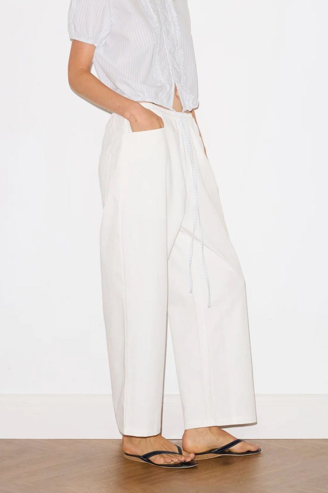 Deiji Studios White Square Pocket Pant