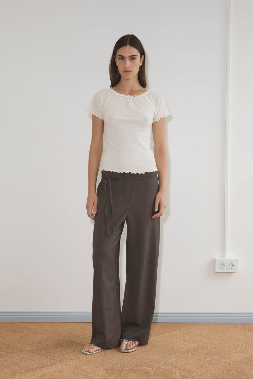 Deiji Studios Cream Flounce Tee