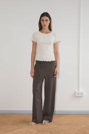 Deiji Studios Cream Flounce Tee