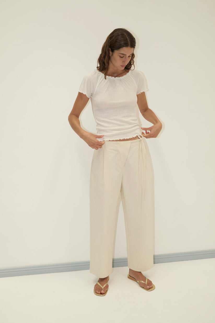 Deiji Studios Cream Flounce Tee