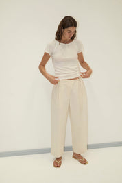 Deiji Studios Cream Flounce Tee