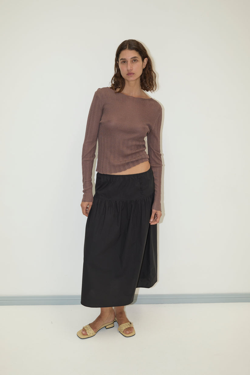 Deiji Studios Hazel Open Work Long Sleeve Top