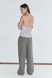 Deiji Studios Hem Toggle Pants in Moss Stripe