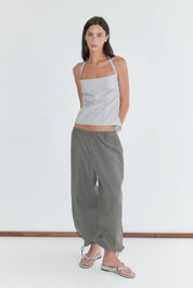 Deiji Studios Hem Toggle Pants in Moss Stripe