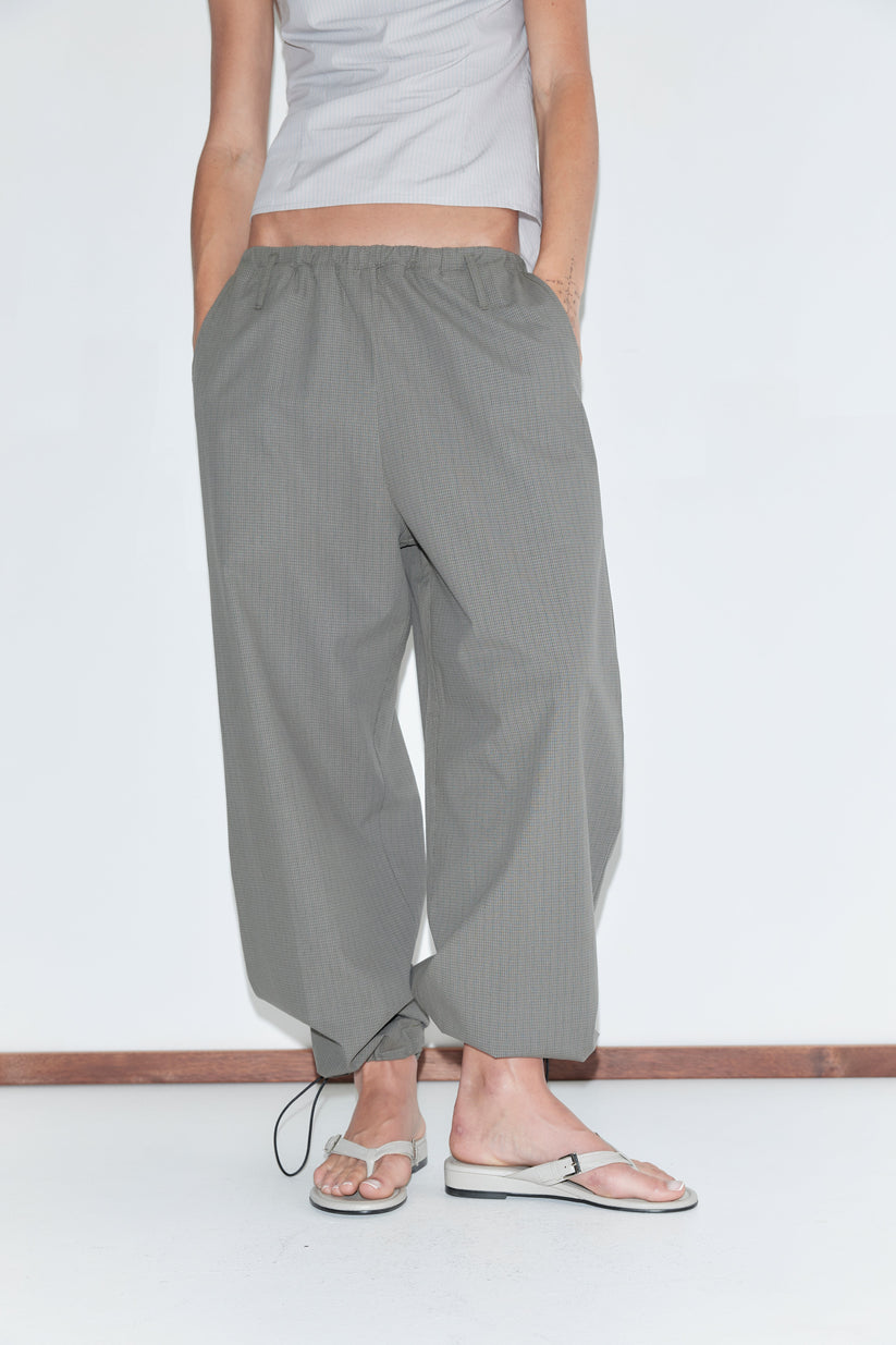 Deiji Studios Hem Toggle Pants in Moss Stripe