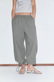 Deiji Studios Hem Toggle Pants in Moss Stripe