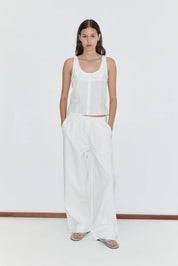 Deiji Studios White Snap Tab Pant
