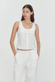 Deiji Studios White Snap Tab Pant