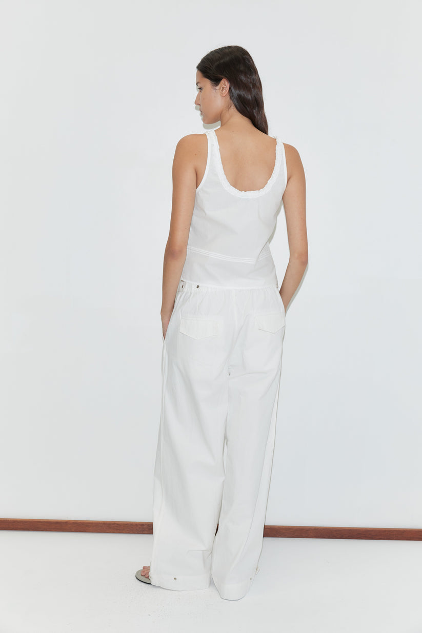 Deiji Studios White Snap Tab Pant