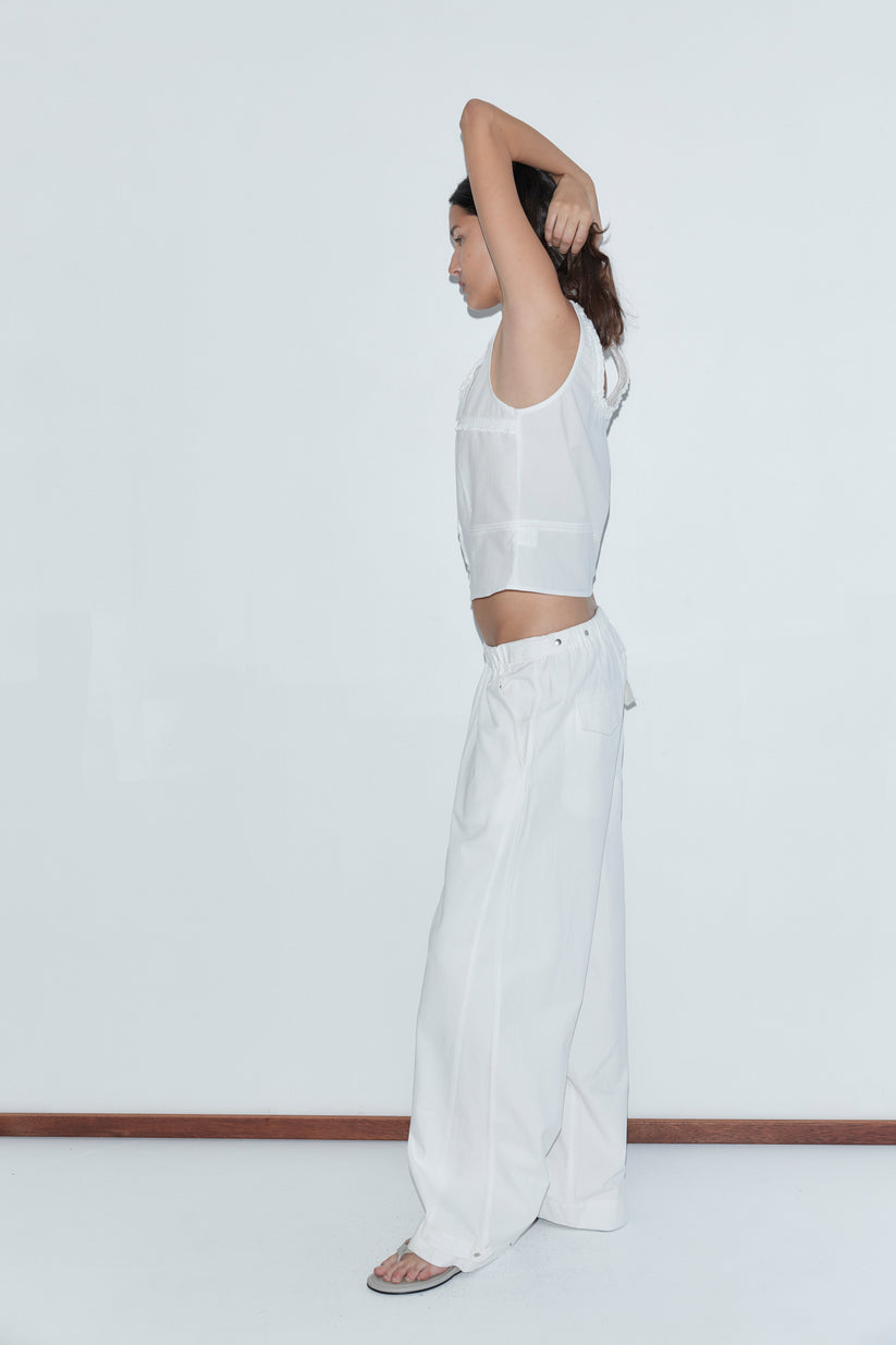 Deiji Studios White Snap Tab Pant