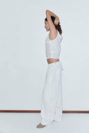 Deiji Studios White Snap Tab Pant