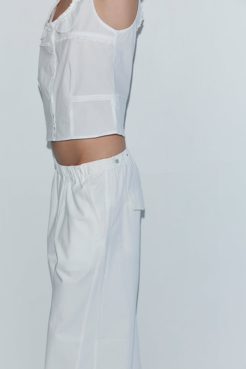 Deiji Studios White Snap Tab Pant