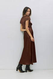 Brown Satin Vivienne Dress