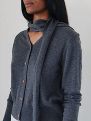 Charcoal Glynne Scarf Cardigan