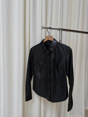 Vintage Express Black Leather Button-Up Top