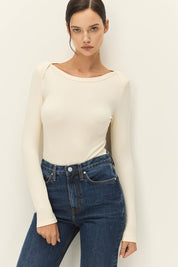 Cream Arlette Boatneck Top