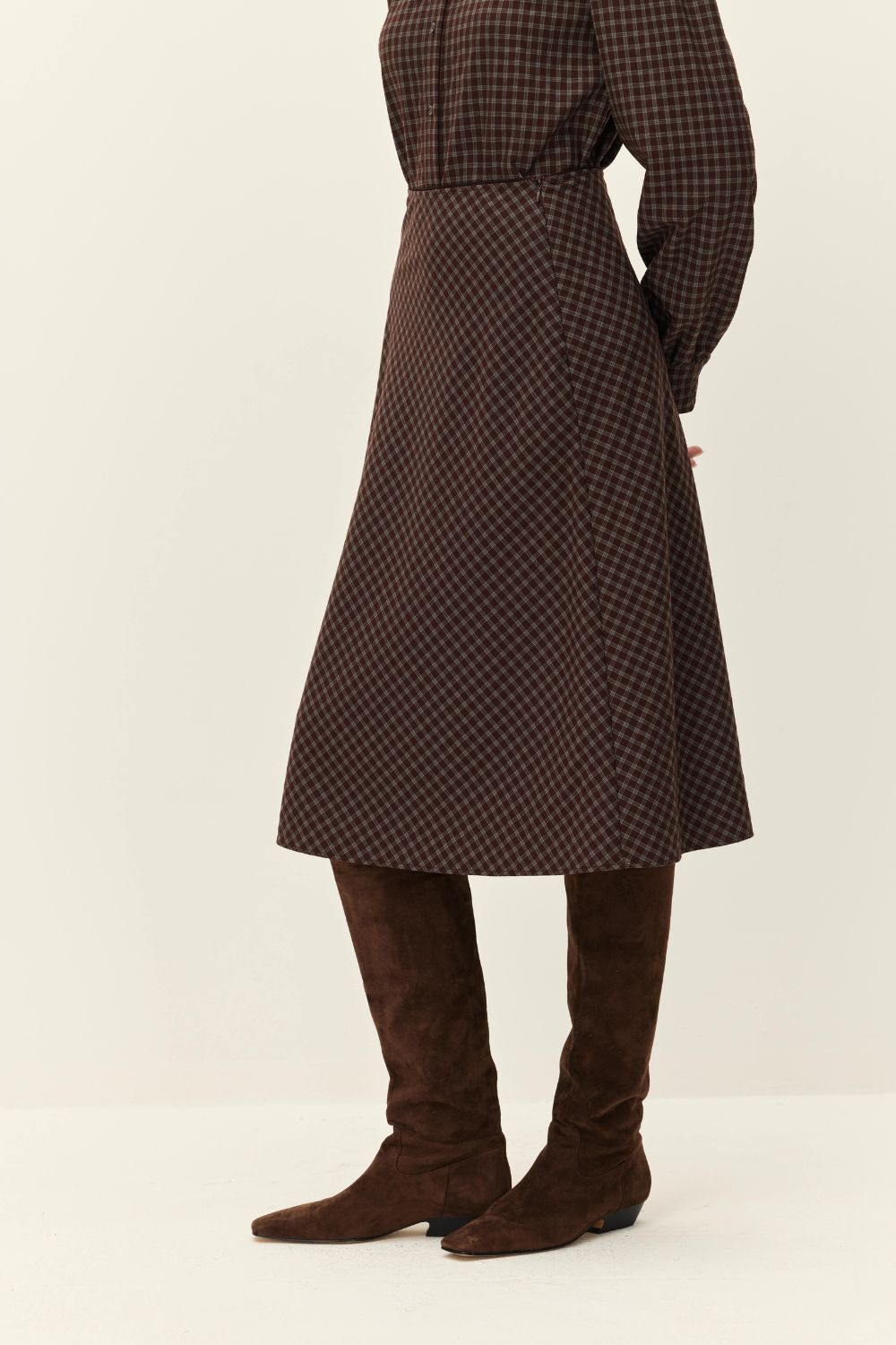 Brown Plaid Colette Bias Skirt