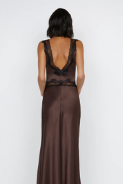 Bec + Bridge Chocolate Allegra Lace Trim Dress