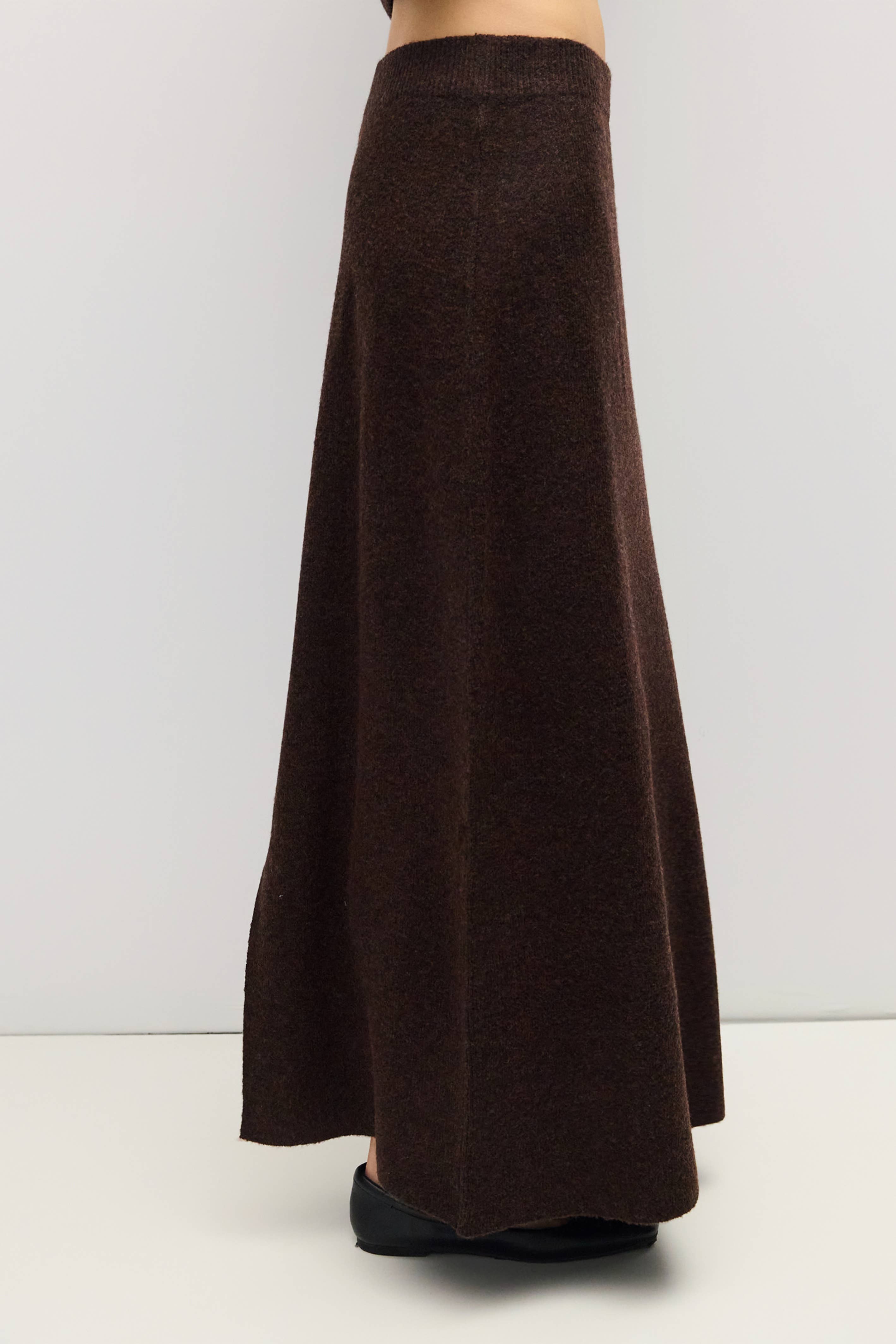 Brown Knit Danica Midi Skirt