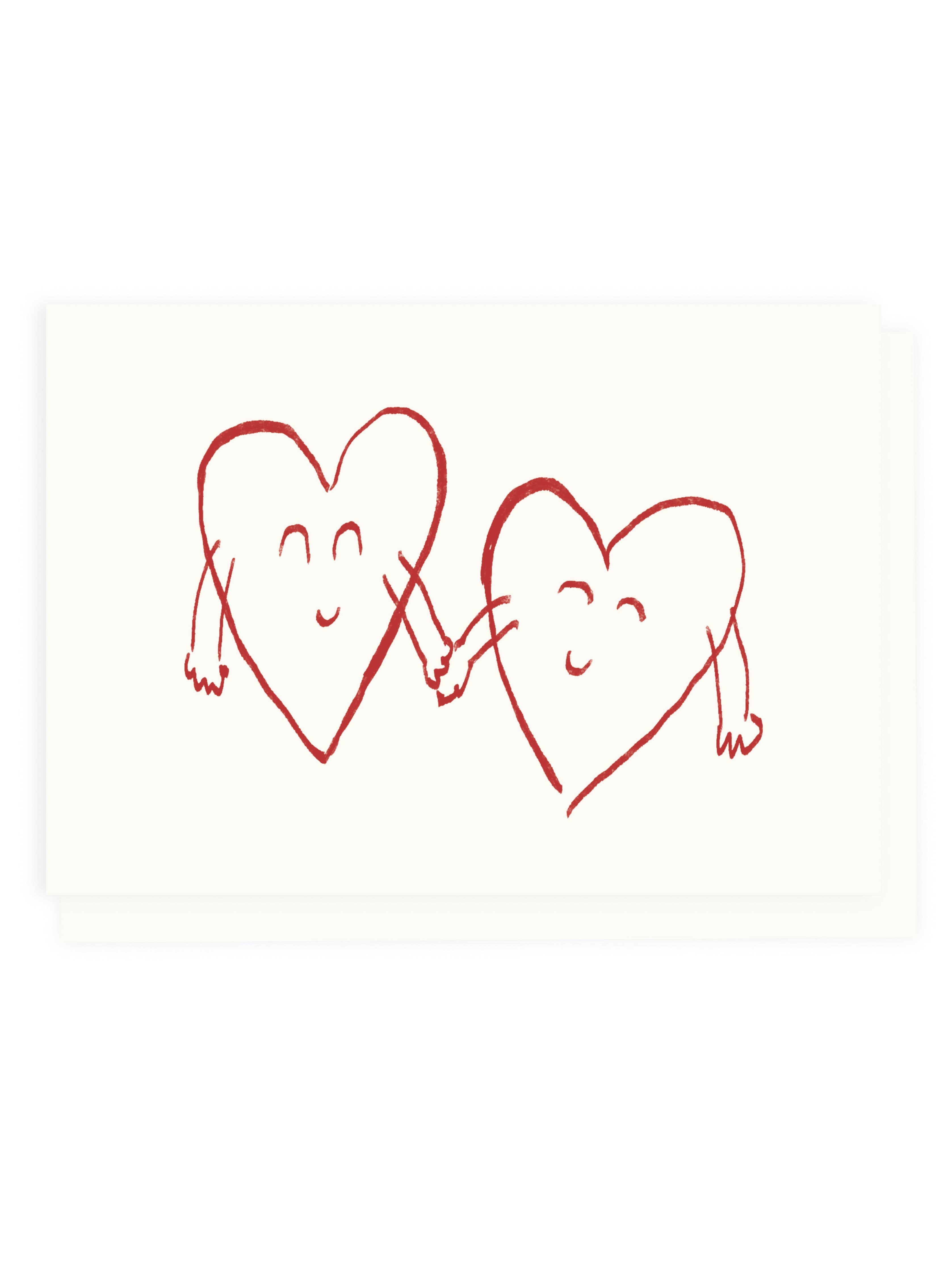 Two Hearts (Risograph) Greeting Card by L'Atelier Samedi