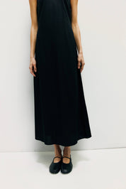 Black Linen Midi Dress