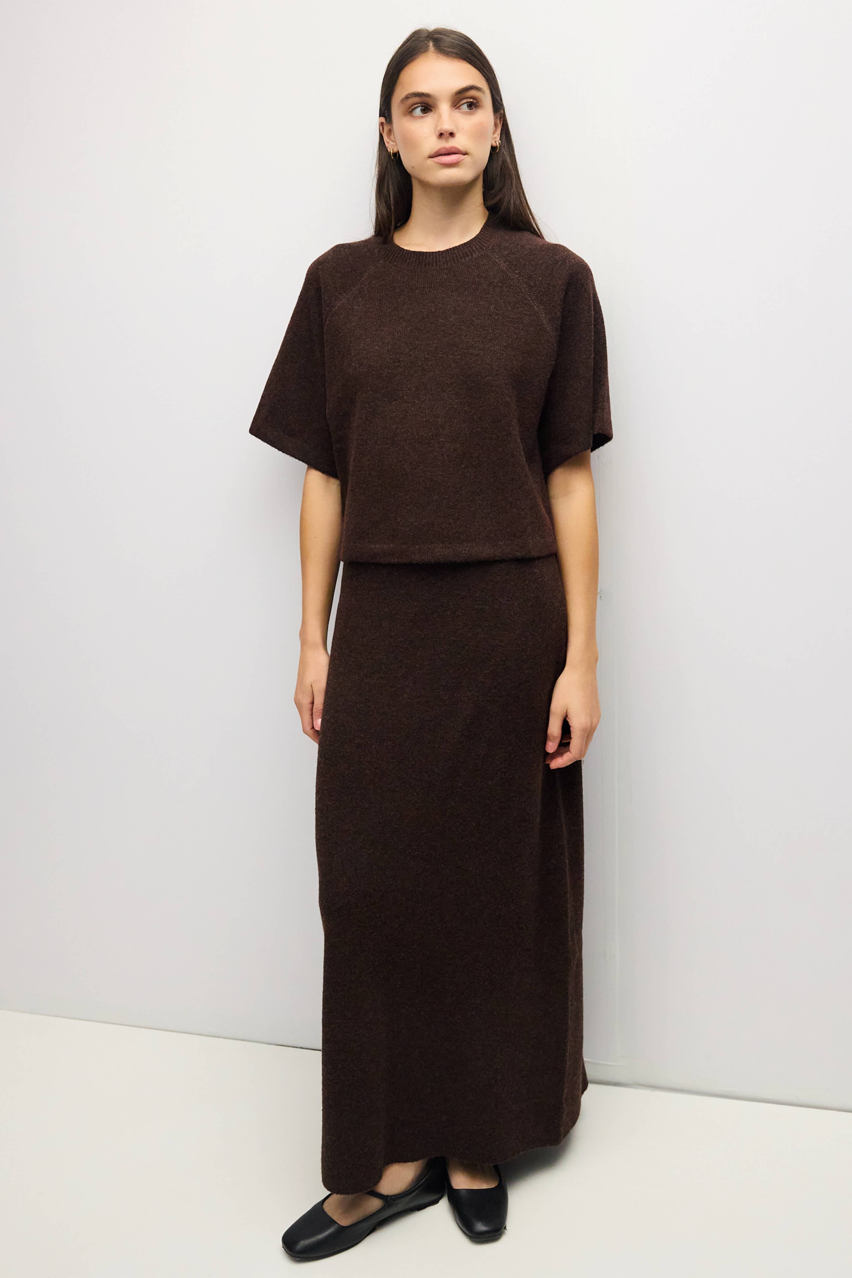 Brown Knit Danica Midi Skirt
