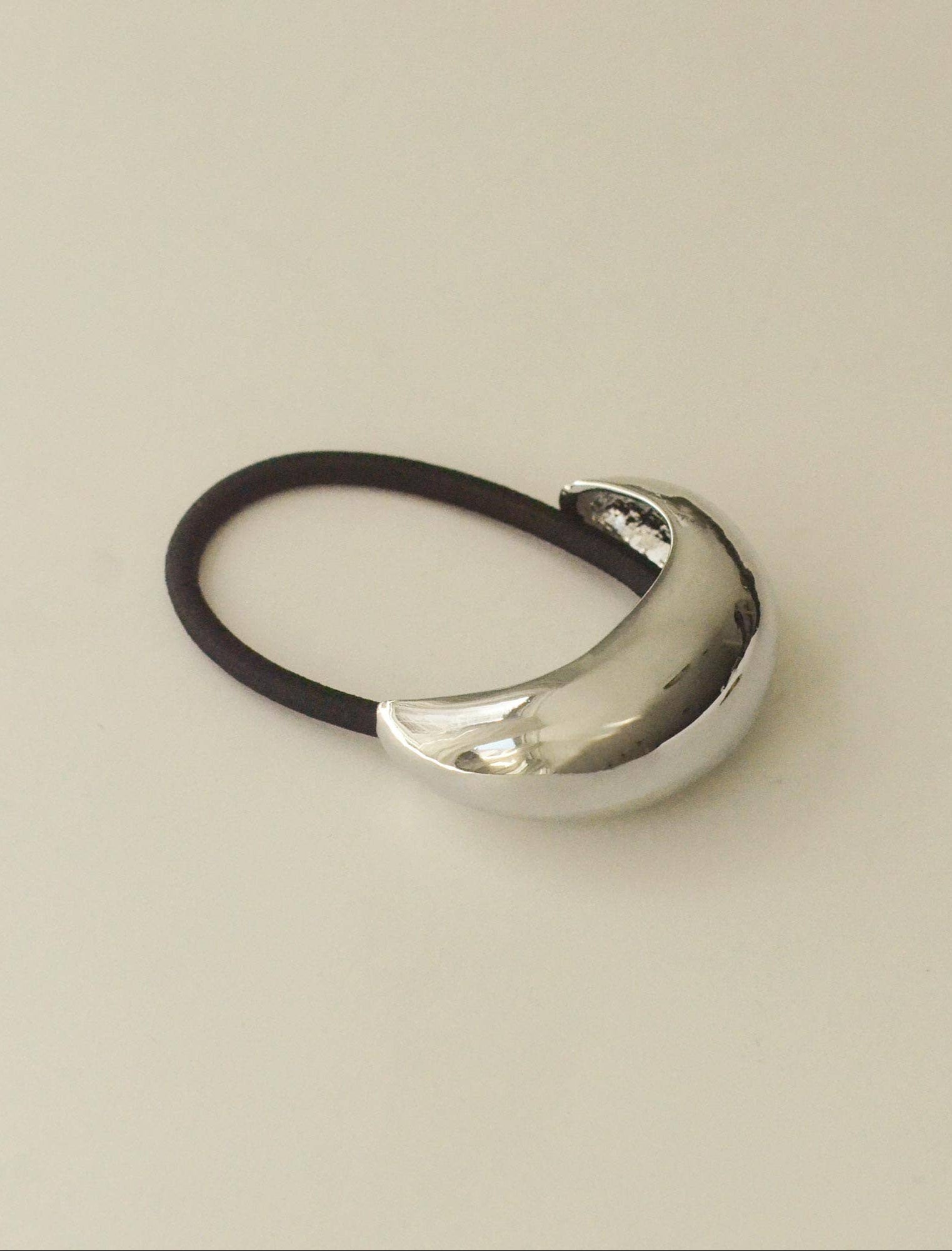 Silver Narrow Crescent Metal Cuff Hair Tie