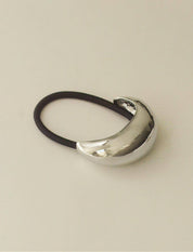 Silver Narrow Crescent Metal Cuff Hair Tie