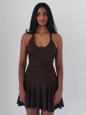Espresso Brown Bailey Mini Halter Dress