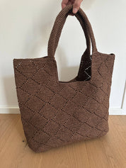 Brown Handmade Raffia Tote