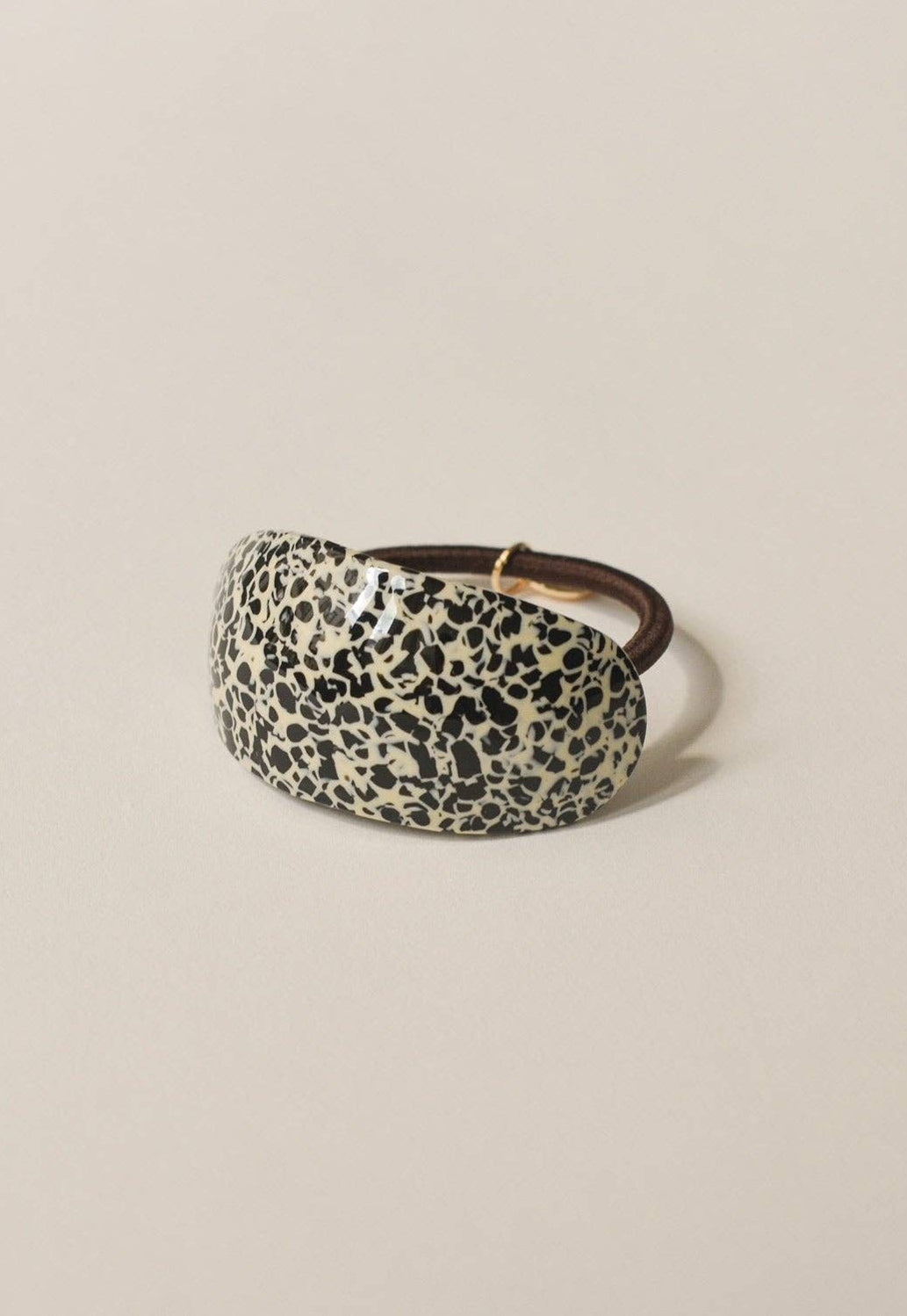 Curved Oval Leopard Print Resin Hair Tie