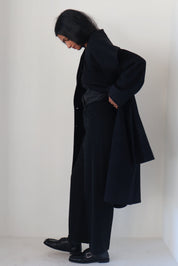 Rue Sophie Black Wool-Cashmere Scarf Coat