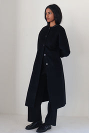 Rue Sophie Black Wool-Cashmere Scarf Coat
