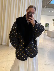 Vintage Black Gold Polka Dot Puffer Jacket