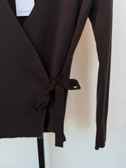 Vintage Brown Cashmere Blend Wrap Sweater