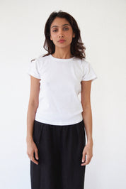 LA Relaxed White Pointelle Baby Tee