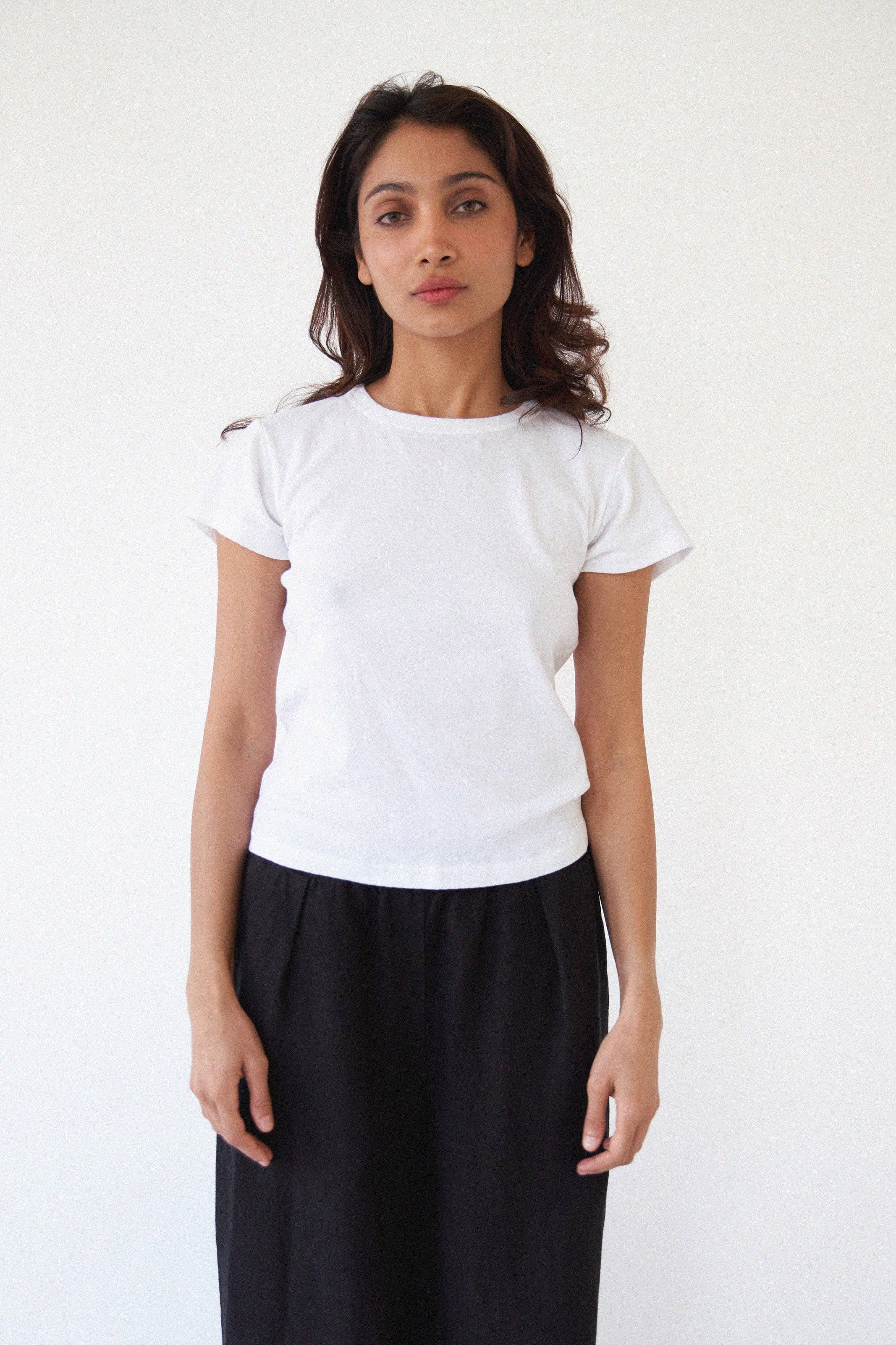 LA Relaxed White Pointelle Baby Tee