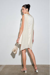 Maris Cream Satin Draped Back Mini Dress