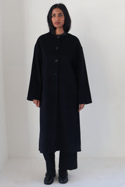 Rue Sophie Black Wool-Cashmere Scarf Coat