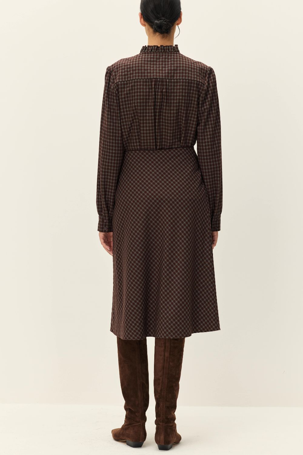 Brown Plaid Colette Bias Skirt