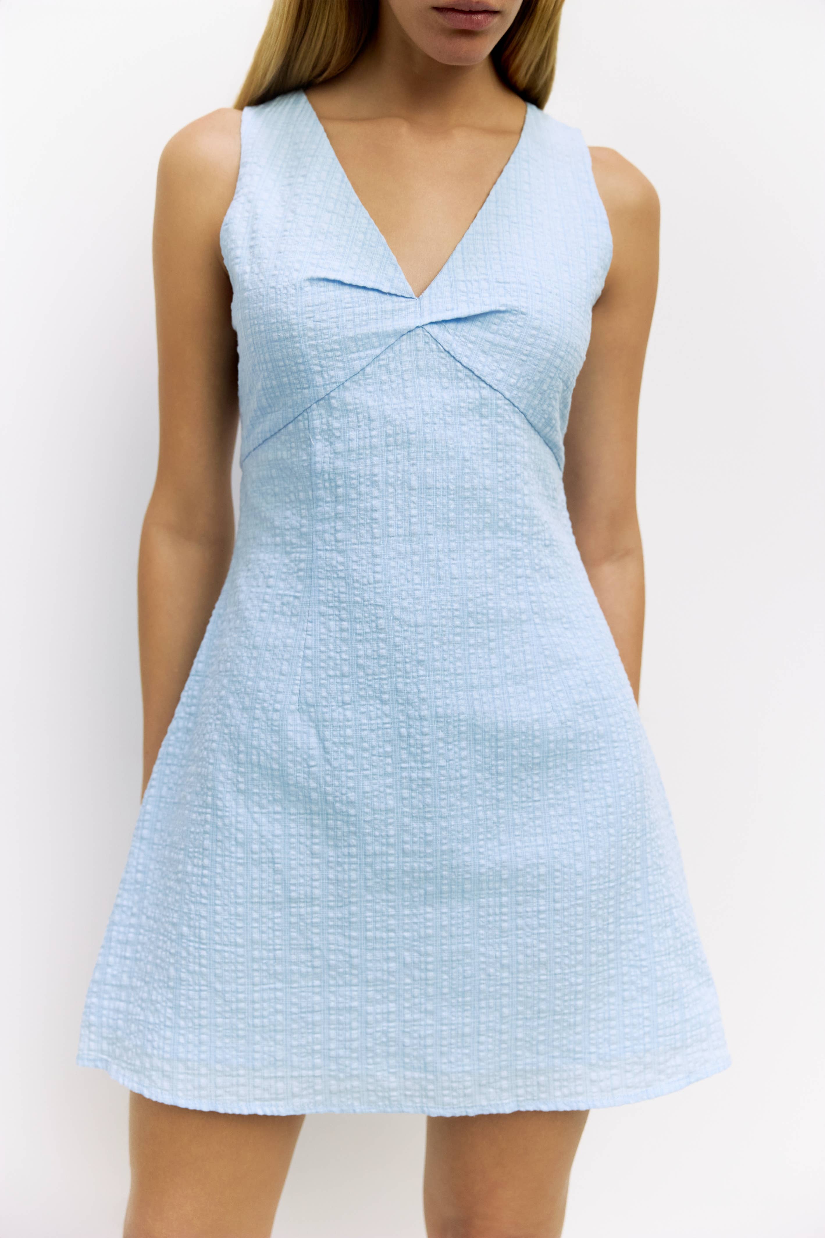 Rylee Blue Textured Mini Dress