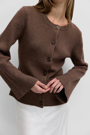 Chestnut Bell Sleeve Cardigan