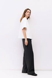 White Short Sleeve Cuffed Sleeve T-Shirt