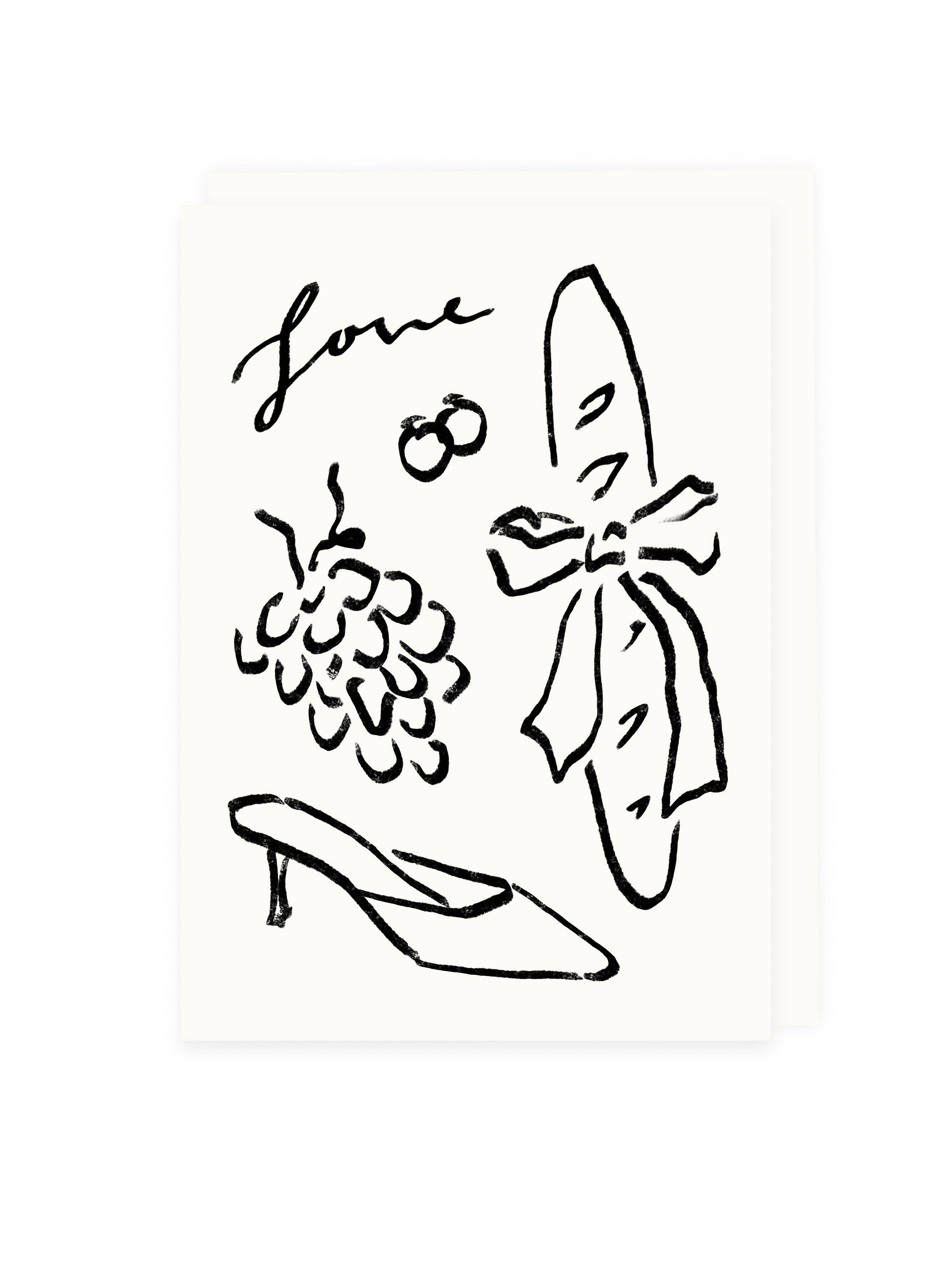 'Love' Baguette, Grapes Wedding Card by L'Atelier Samedi