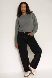 Heather Grey Cotton Crewneck Sweater