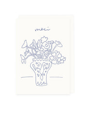 'Merci' Flower Vase Greeting Card by L'Atelier Samedi
