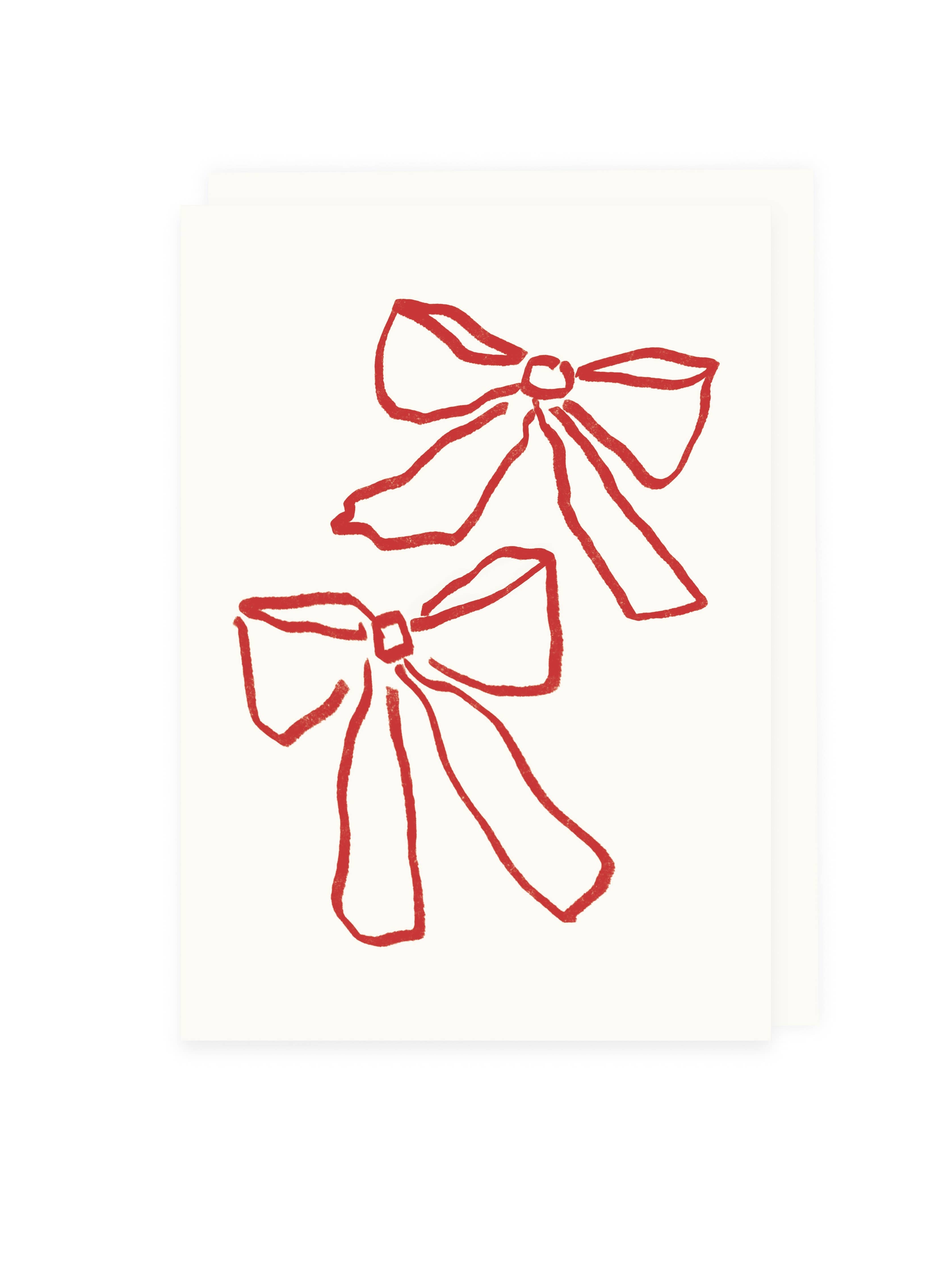 Folded Card Two Bows (Risograph) Greeting Card by L'Atelier Samedi
